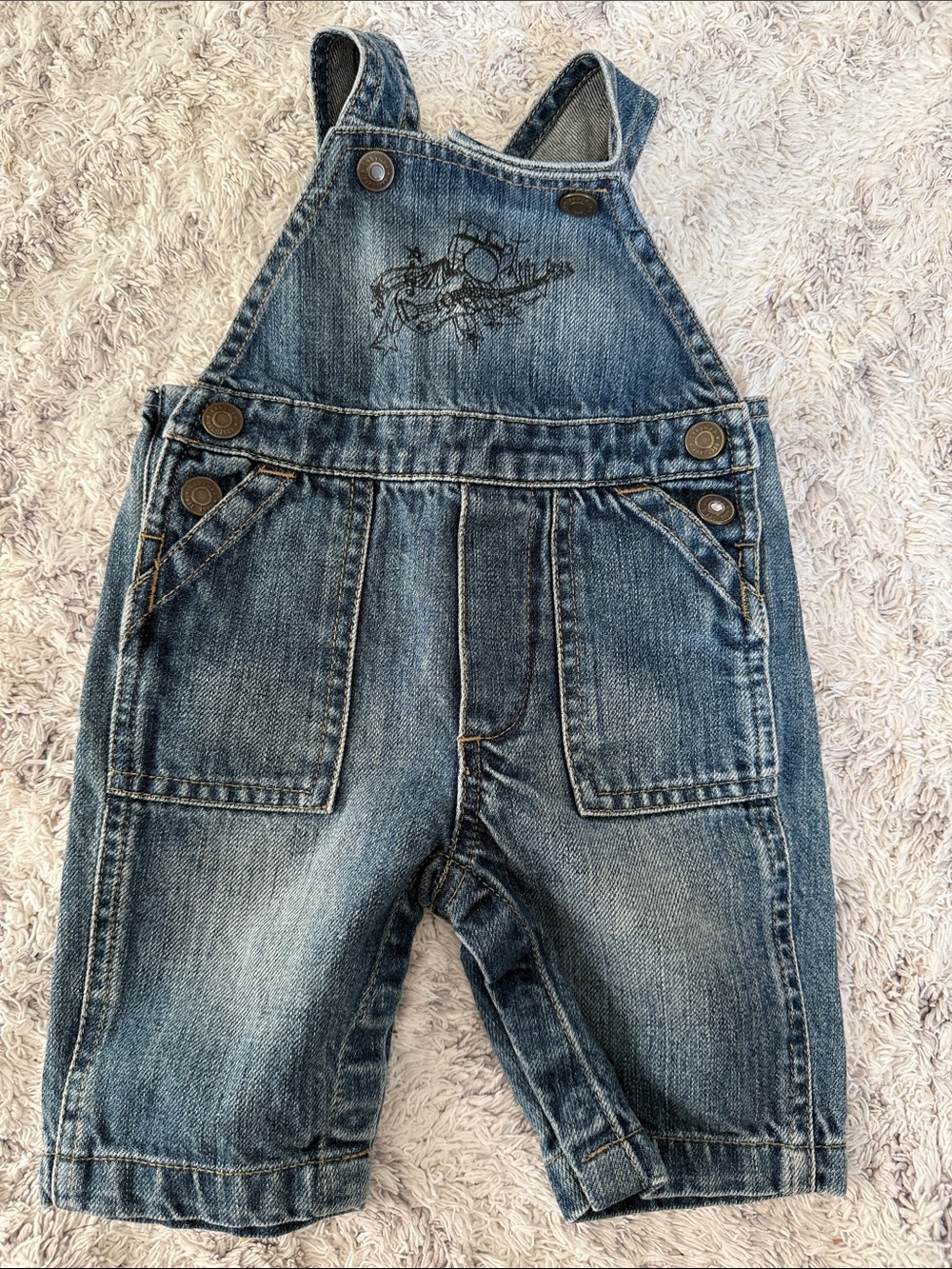 0-3M baby Gap Denim Baby Overalls with Front Pocket GUC